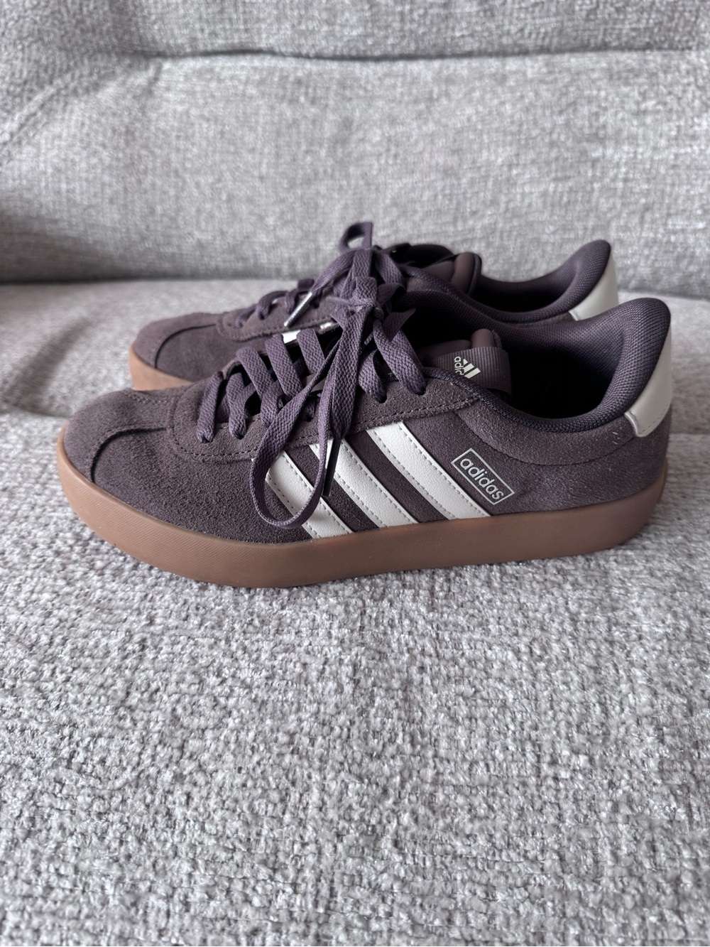 adidas Women's VL Court 3.0 Low-Top Suede Sneakers - Dark Brown/cream